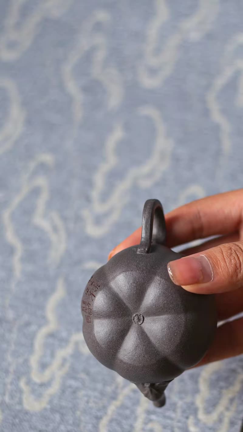 送禮紫砂壺茶壺小南瓜 篆刻款  极品青灰料 全手工制作 65CC高端