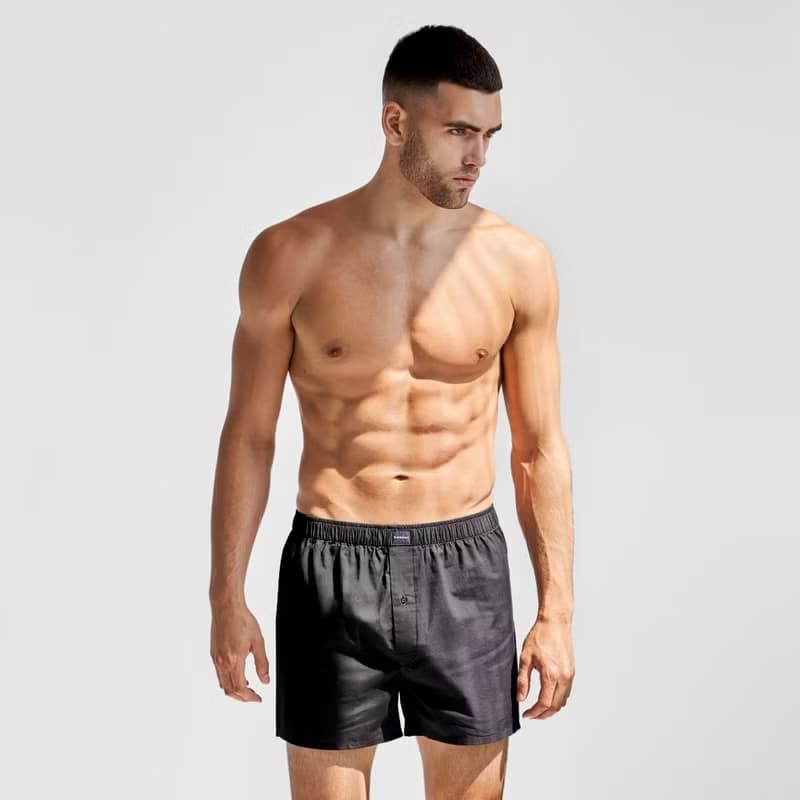 北歐極簡 - 2入組 - Boxer Short 有機棉男用鬆身四角內褲 (深藍)