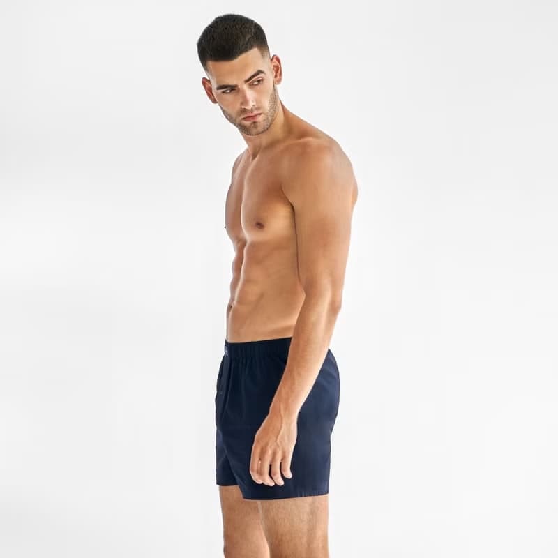 北歐極簡 - 2入組 - Boxer Short 有機棉男用鬆身四角內褲 (深藍)