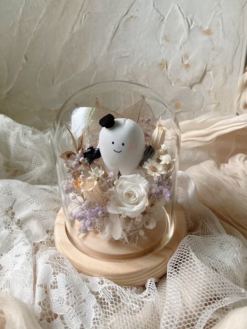 木頭底座 牙仙子小花盅