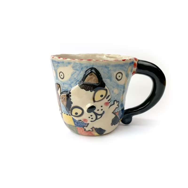 Nice Little Clay 手工大馬克杯 可愛貓 0103L-40