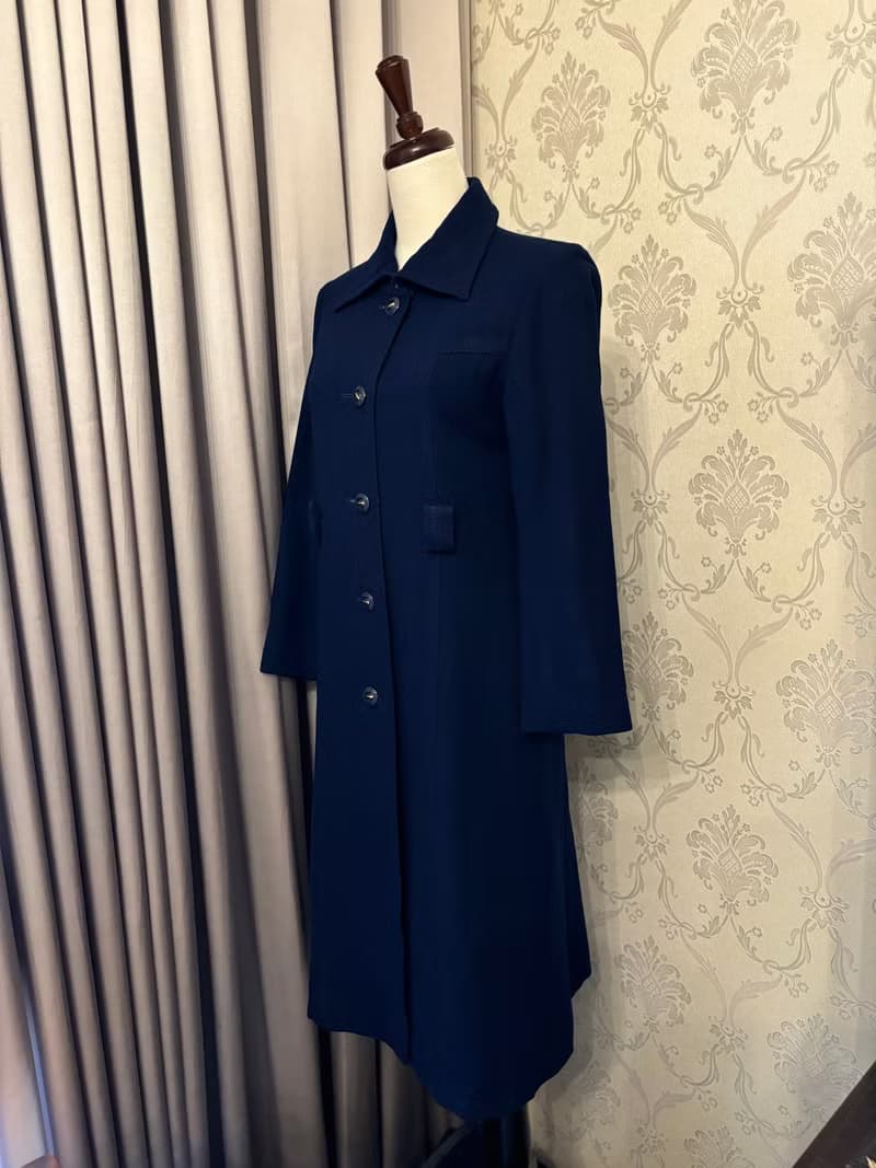 小版型深藍修身古著大衣日本製