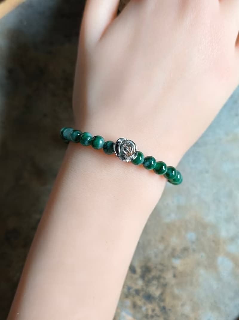 緬甸天然翡翠 冰綠飄花 串珠手鍊