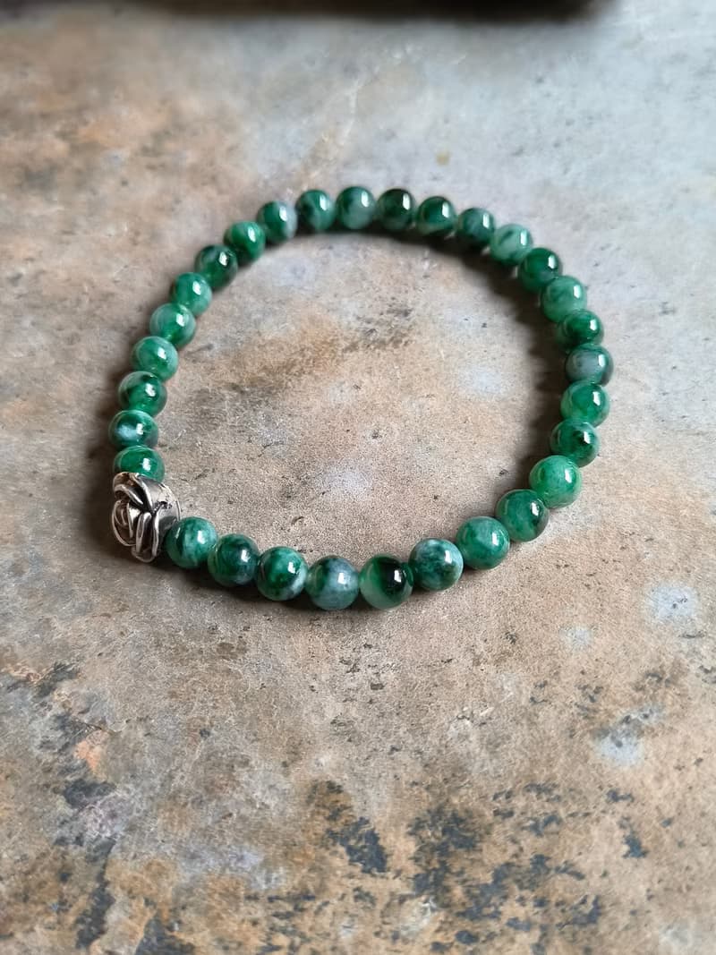 緬甸天然翡翠 冰綠飄花 串珠手鍊
