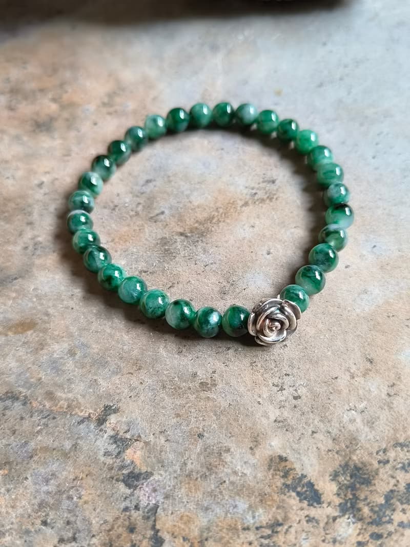 緬甸天然翡翠 冰綠飄花 串珠手鍊