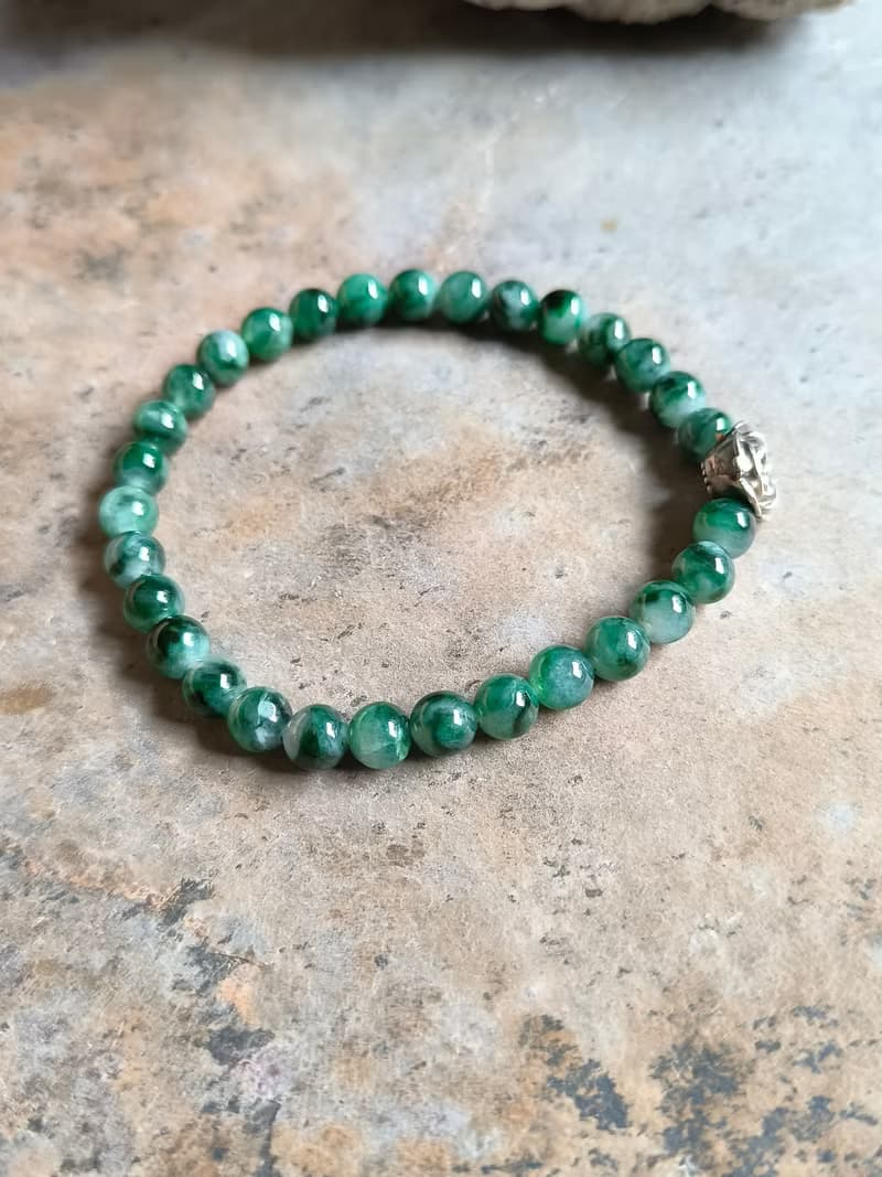 緬甸天然翡翠 冰綠飄花 串珠手鍊