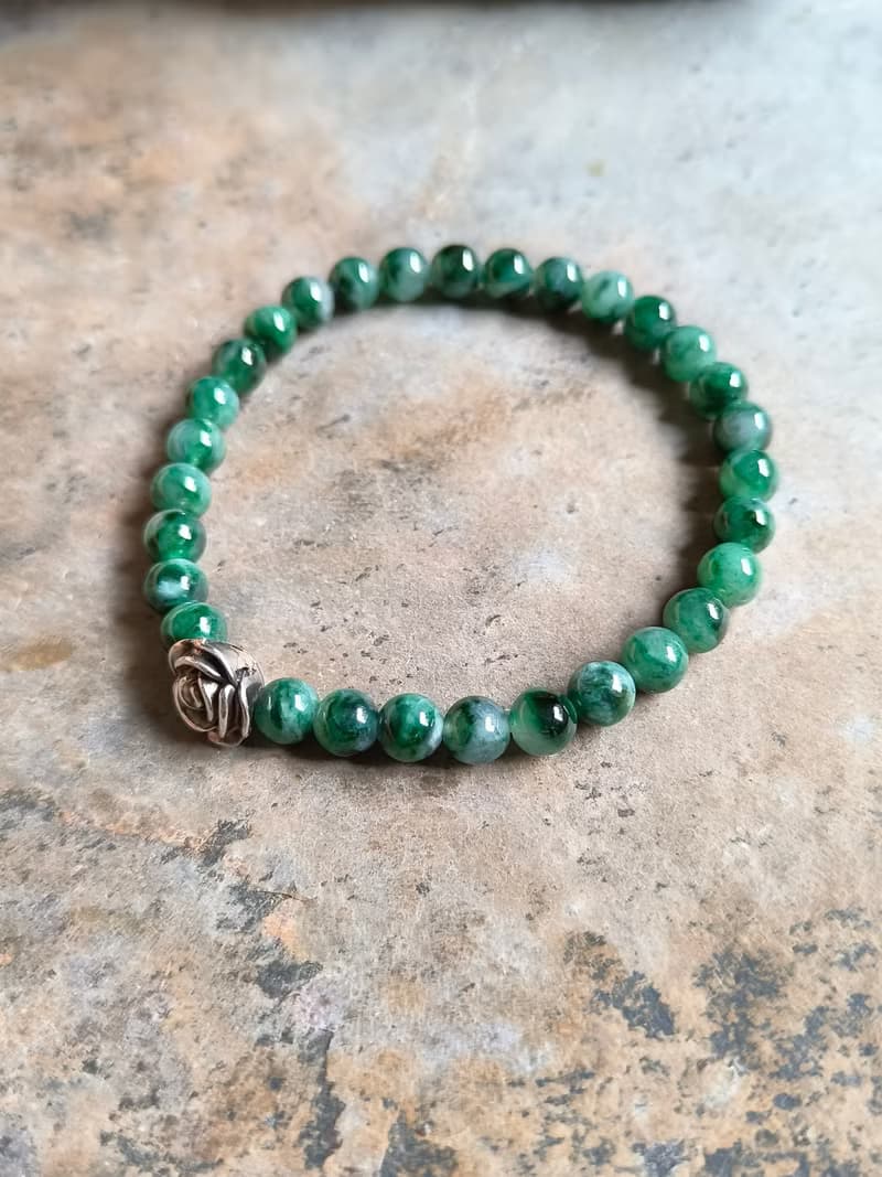 緬甸天然翡翠 冰綠飄花 串珠手鍊