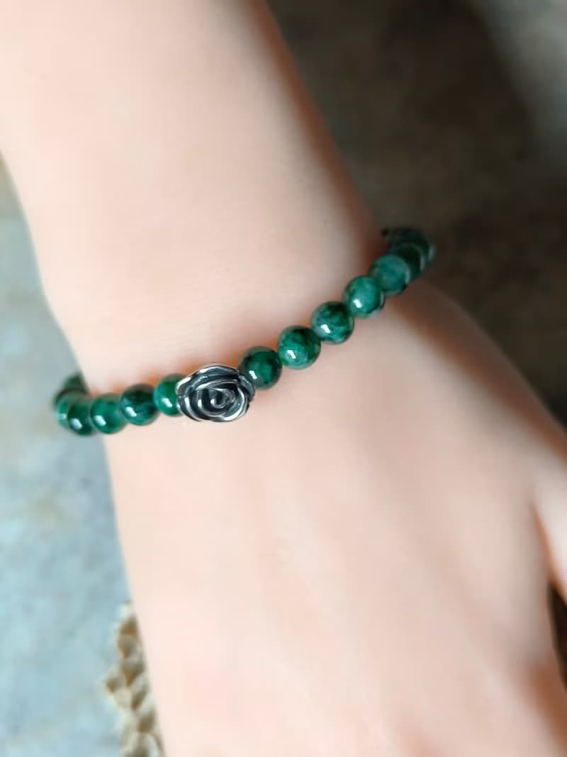 緬甸天然翡翠 冰綠飄花 串珠手鍊