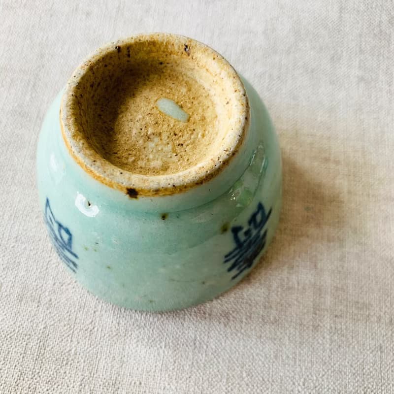 中國 清朝三代青花瓷酒杯 │ 民窯 長壽杯 功夫杯  青色亮麗