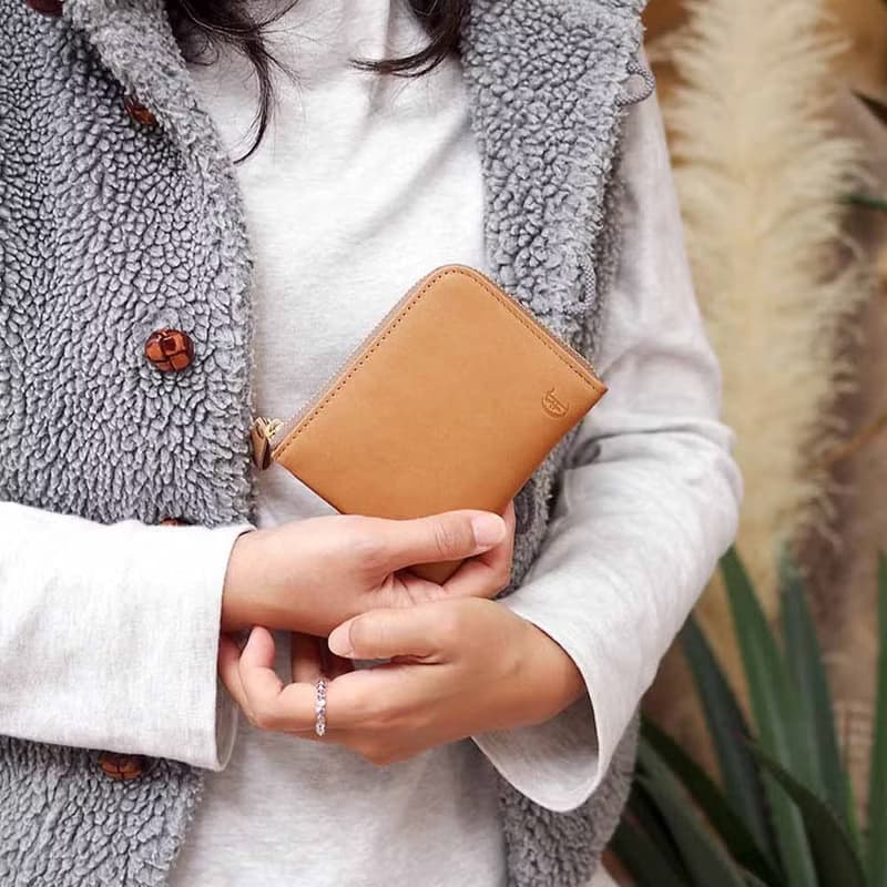 日本輕巧 隨身L型牛革短夾/卡片零錢包 Made in Japan by Cledran