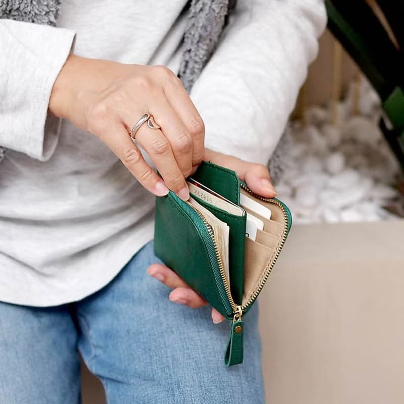 日本輕巧 隨身L型牛革短夾/卡片零錢包 Made in Japan by Cledran