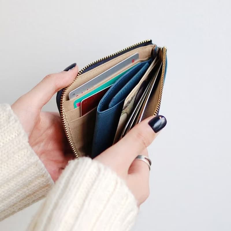 日本輕巧 隨身L型牛革短夾/卡片零錢包 Made in Japan by Cledran