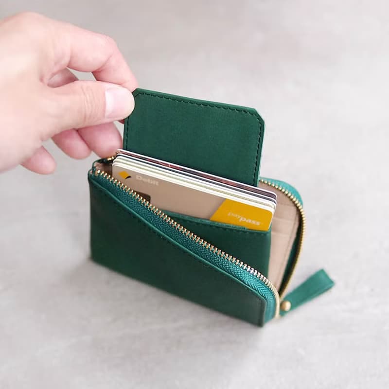 日本輕巧 隨身L型牛革短夾/卡片零錢包 Made in Japan by Cledran