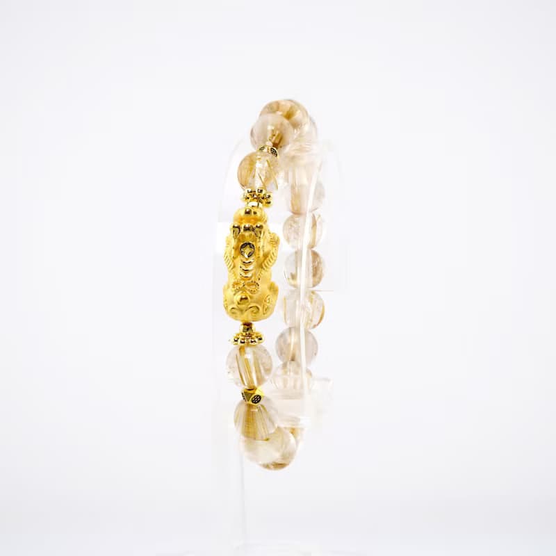 寶麗金珠寶-黃金貔貅鈦晶造型手鍊