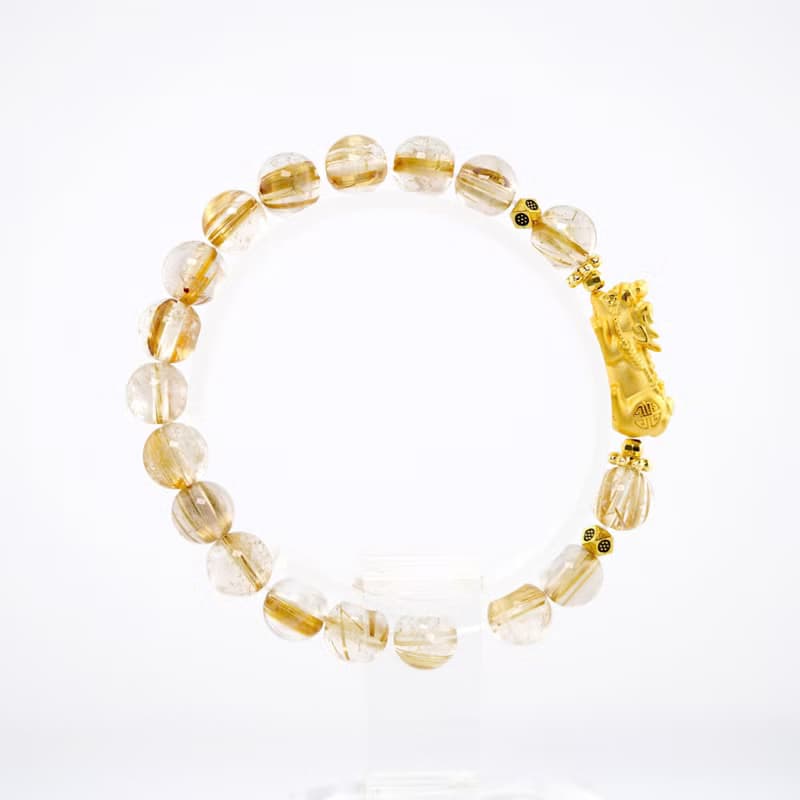 寶麗金珠寶-黃金貔貅鈦晶造型手鍊