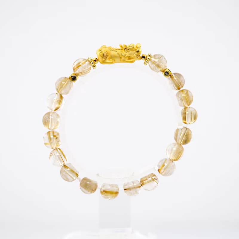 寶麗金珠寶-黃金貔貅鈦晶造型手鍊