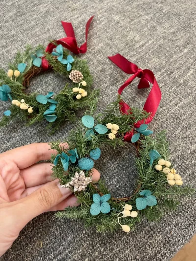 乾燥花卡片【冬之頌】迷你花圈 聖誕花圈 交換禮物 聖誕節禮物