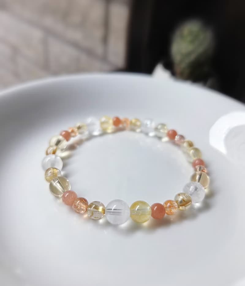 鈦晶 黃水晶 桂花托帕石 金太陽 橙月光 白幽靈 水晶手鍊