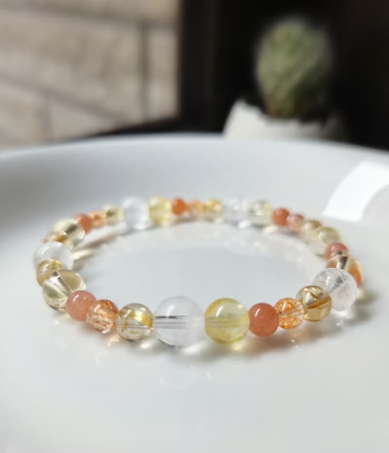 鈦晶 黃水晶 桂花托帕石 金太陽 橙月光 白幽靈 水晶手鍊