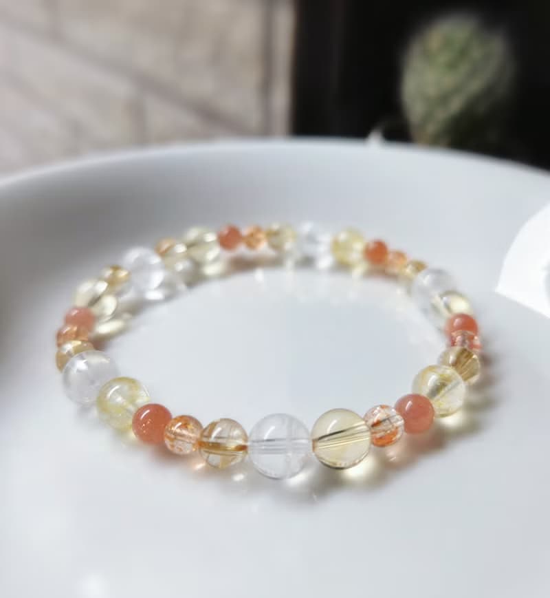 鈦晶 黃水晶 桂花托帕石 金太陽 橙月光 白幽靈 水晶手鍊