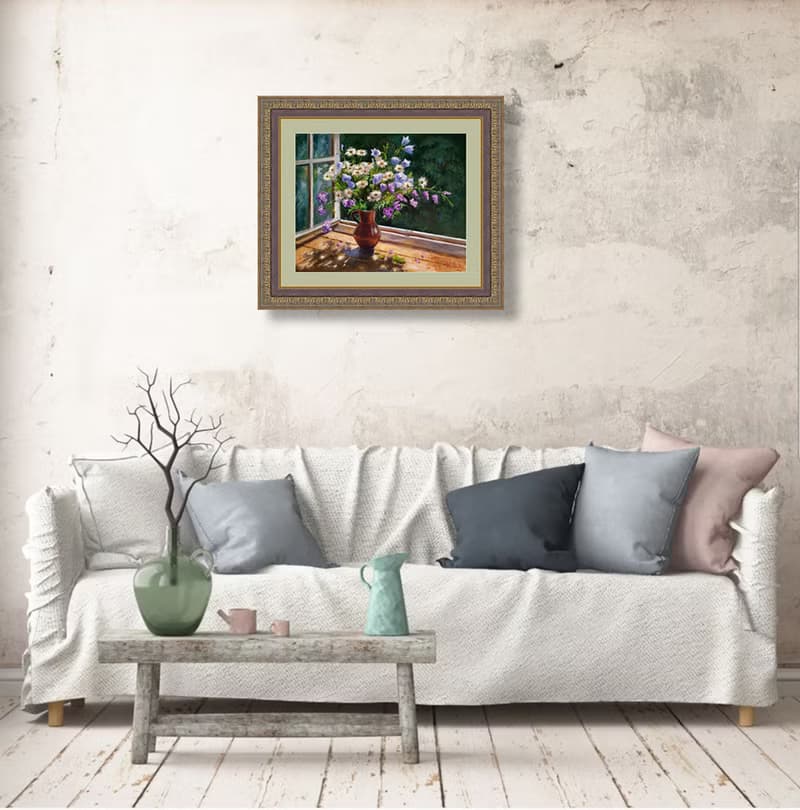 Daisy Painting Bouquet Original Art Floral Still Life Artwork Flowers Wall Art