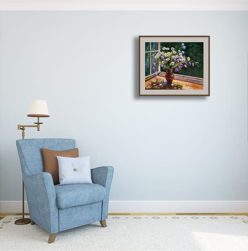 Daisy Painting Bouquet Original Art Floral Still Life Artwork Flowers Wall Art