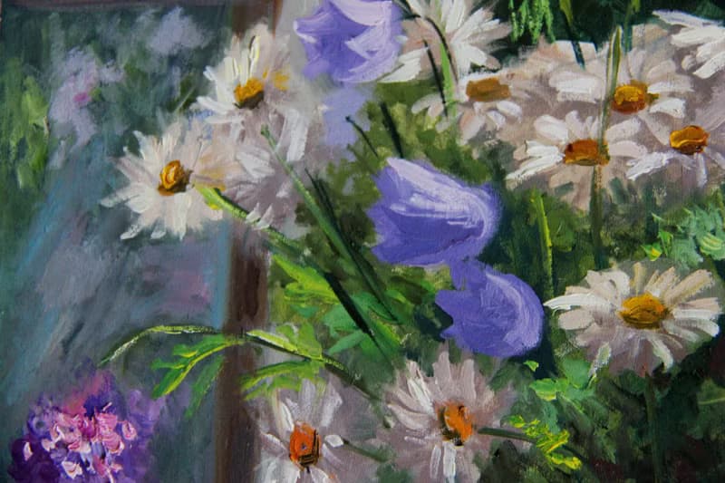 Daisy Painting Bouquet Original Art Floral Still Life Artwork Flowers Wall Art