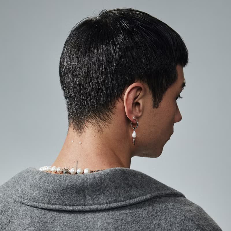波賽頓鉚釘珍珠耳環  Poseidon hoop earrings with pearl drop