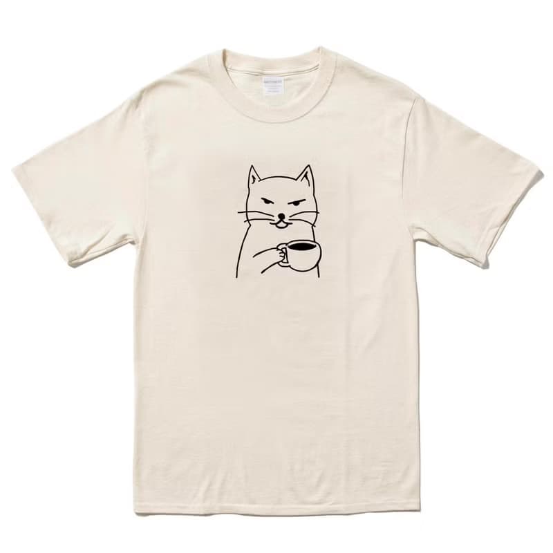 Cat Coffee 短袖T恤 米色 貓咪咖啡狗趣味貓之日禮物文青