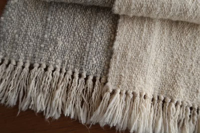 手織りマフラー　wool　gray×white　gift　情人節　生日禮物　春節　Shawl (S) 49