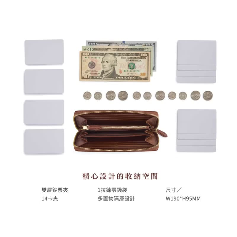 【情侶禮物/24H快速出貨】皮夾/拉鍊長夾 14卡 植鞣革 YKK拉鍊