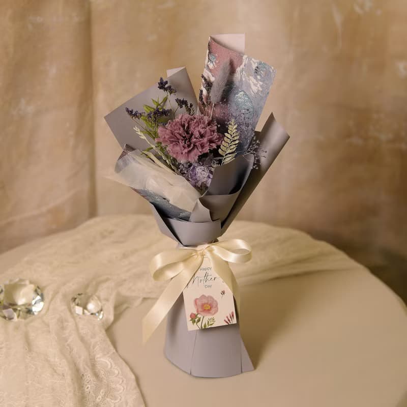 【優雅油畫風】母親節 小永生康乃馨花束永生花 乾燥花 / 共2款