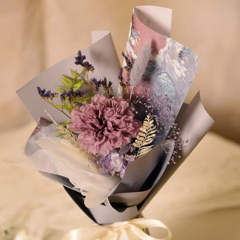 【優雅油畫風】母親節 小永生康乃馨花束永生花 乾燥花 / 共2款