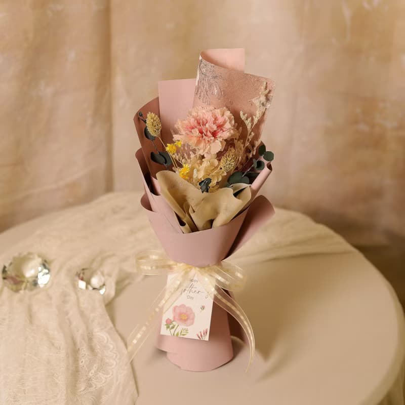 【優雅油畫風】母親節 小永生康乃馨花束永生花 乾燥花 / 共2款
