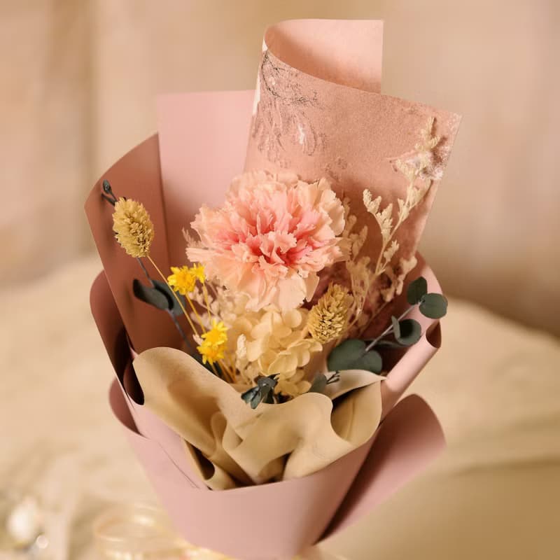 【優雅油畫風】母親節 小永生康乃馨花束永生花 乾燥花 / 共2款