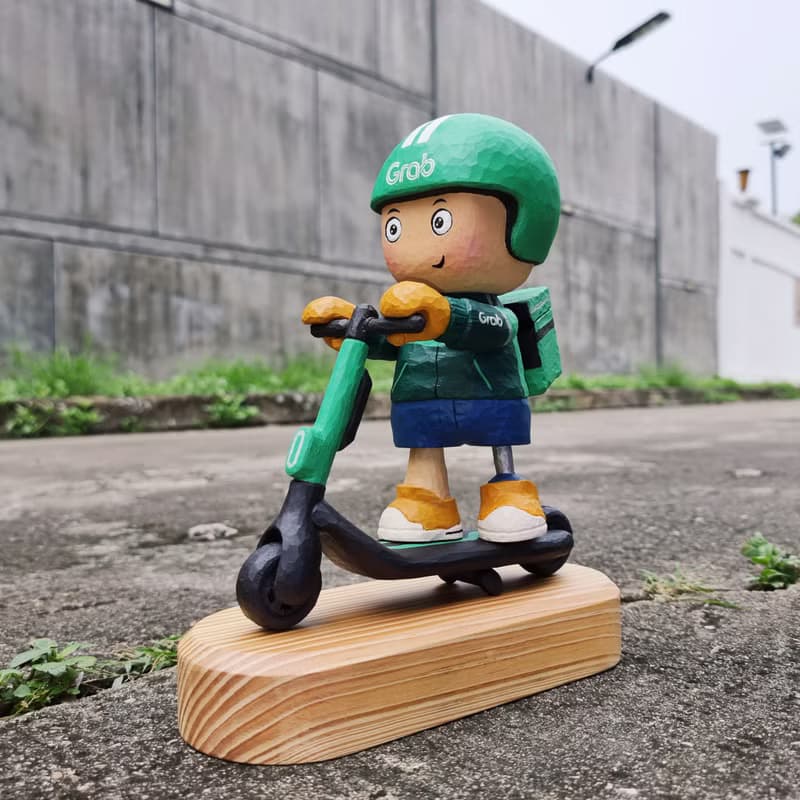GRAB BOY wood carving arttoy model decoration