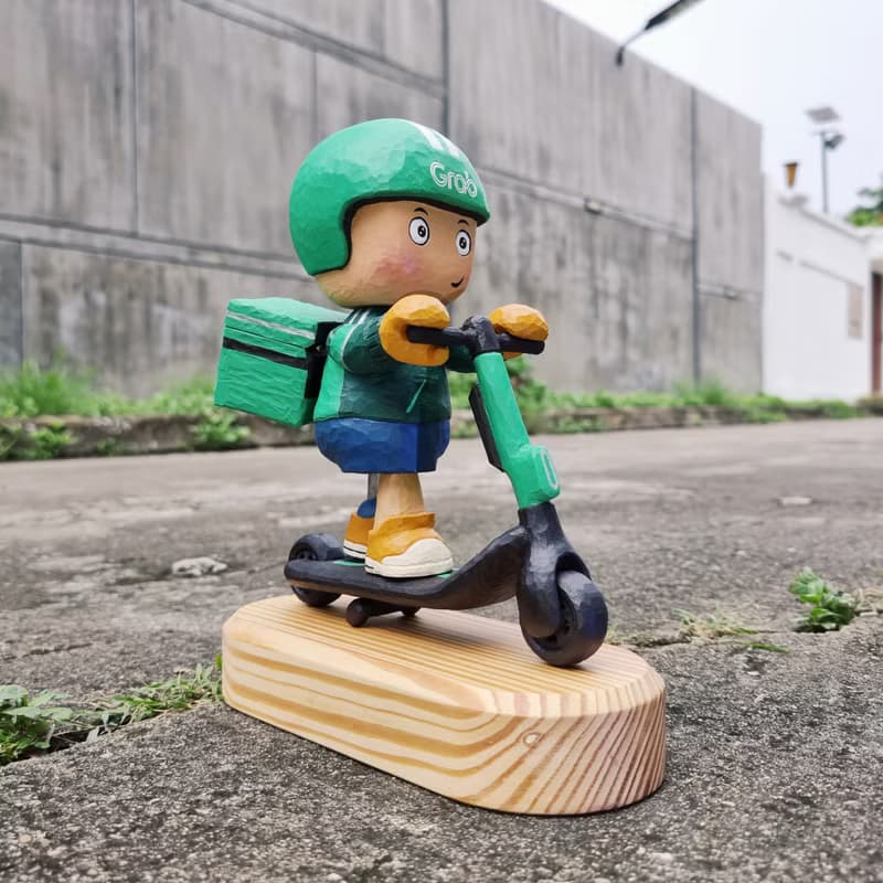 GRAB BOY wood carving arttoy model decoration
