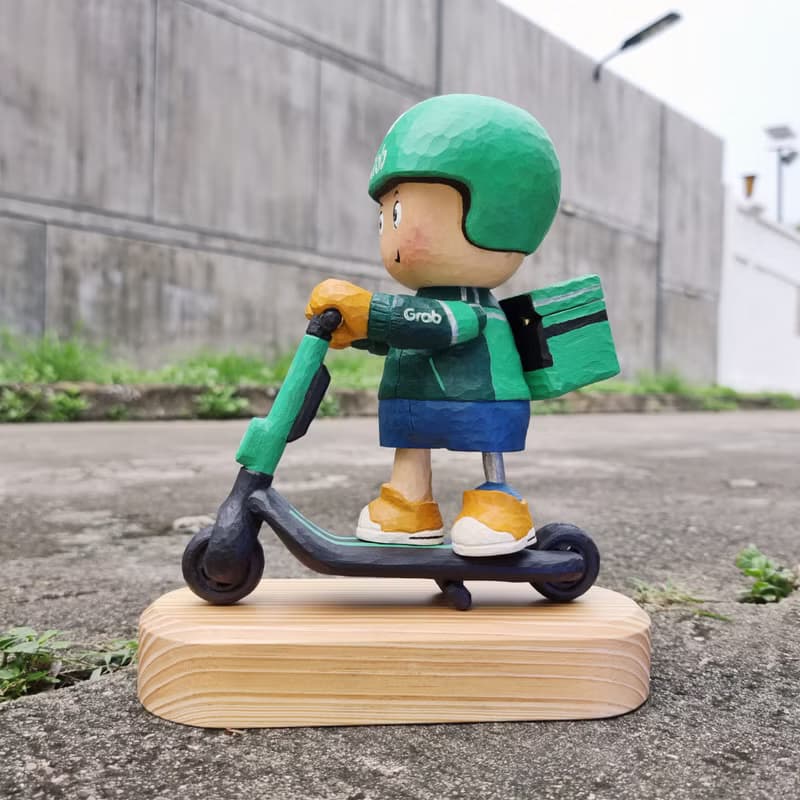 GRAB BOY wood carving arttoy model decoration