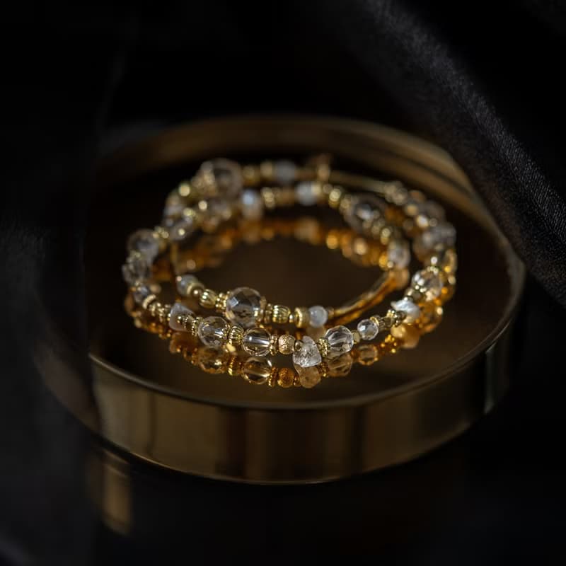 冬夜密語 I 白水晶珍珠白月光雙圈手鍊 C1678