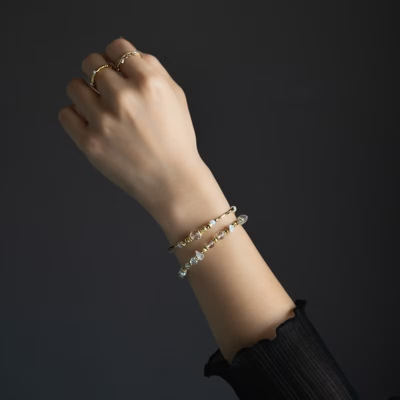 冬夜密語 I 白水晶珍珠白月光雙圈手鍊 C1678