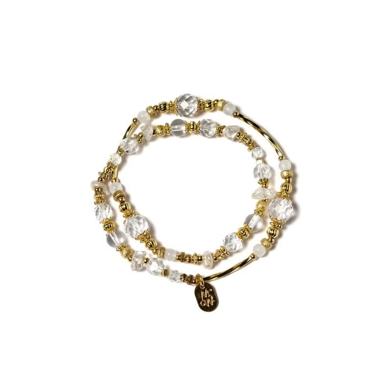 冬夜密語 I 白水晶珍珠白月光雙圈手鍊 C1678