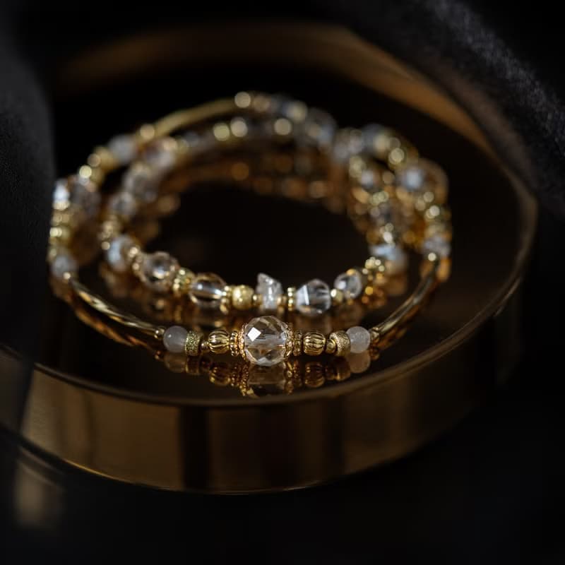 冬夜密語 I 白水晶珍珠白月光雙圈手鍊 C1678