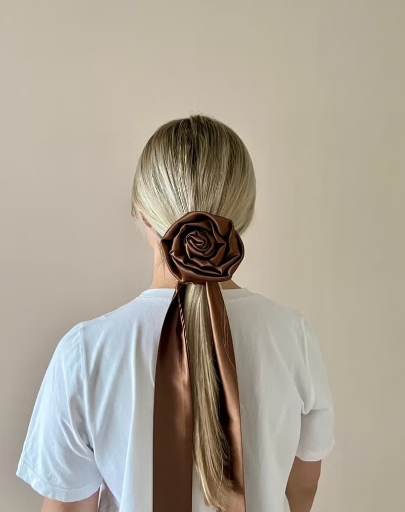 Long Silk Skinny Scarf, Hair Scarf for Ponytail, Silk Hair Scarf for Women