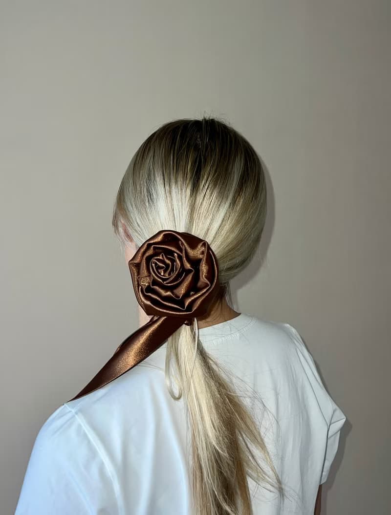 Long Silk Skinny Scarf, Hair Scarf for Ponytail, Silk Hair Scarf for Women