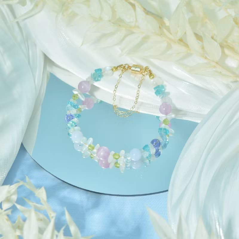 莫內的花園 - 紫鋰輝 藍紋瑪瑙 丹泉石 月光石 天然石手鍊