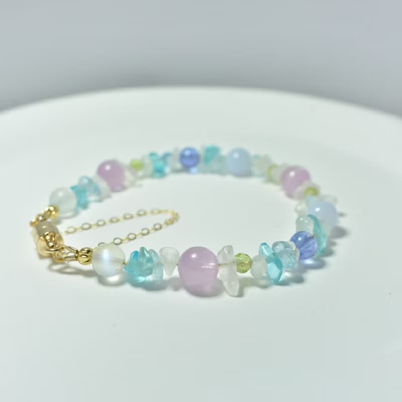 莫內的花園 - 紫鋰輝 藍紋瑪瑙 丹泉石 月光石 天然石手鍊