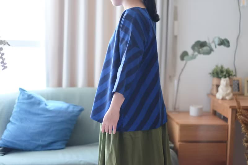 深藍斜紋 四方衣