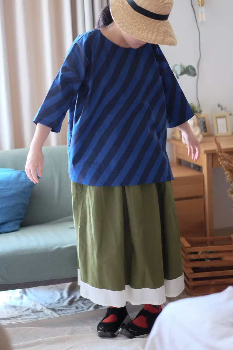 深藍斜紋 四方衣