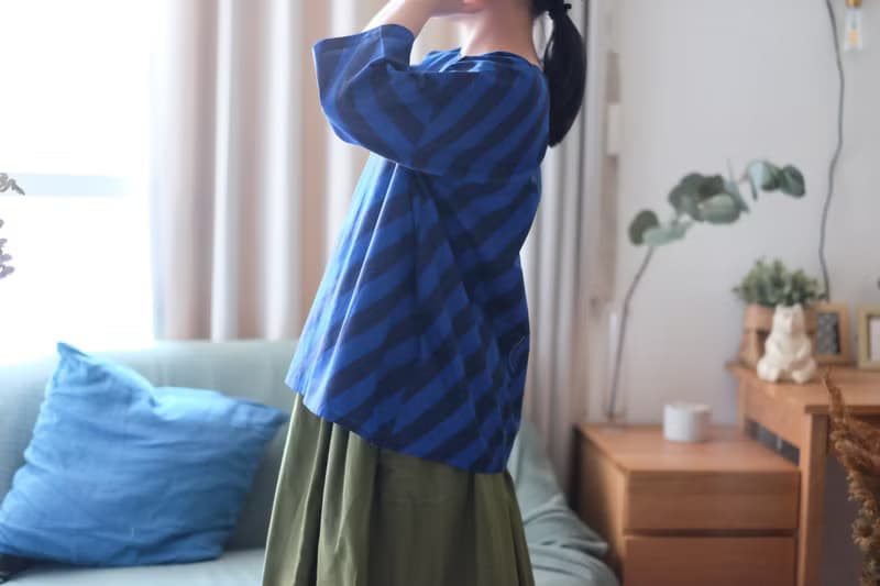 深藍斜紋 四方衣