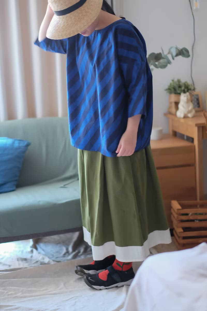 深藍斜紋 四方衣